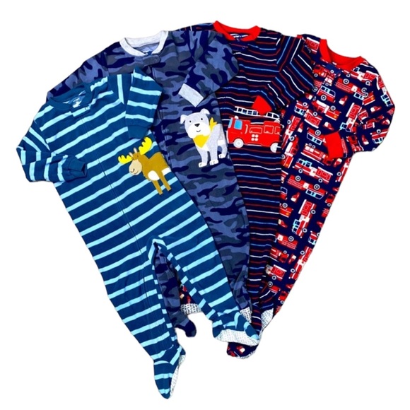 Carter’s Fleece Footed Pajama’s 3T Blue Camouflage Bulldog - Picture 9 of 9